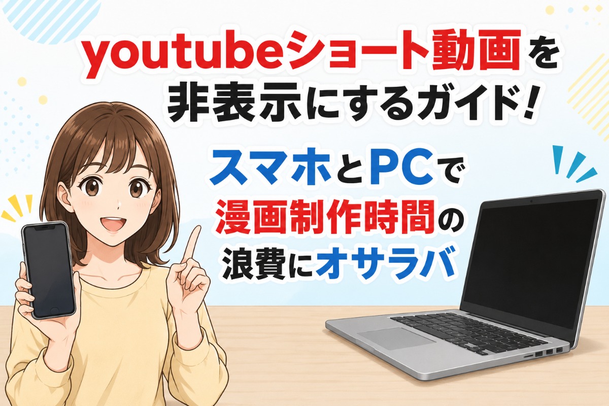 youtubeショート動画を非表示にするガイド！スマホとPCで漫画制作時間の浪費にオサラバ